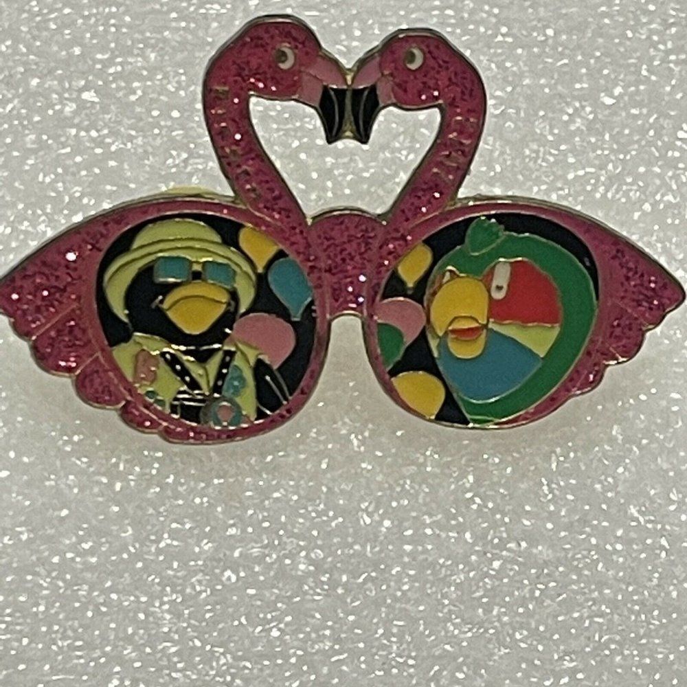 pink glitter flamingo pin brooch badge  Love Birds Flare
